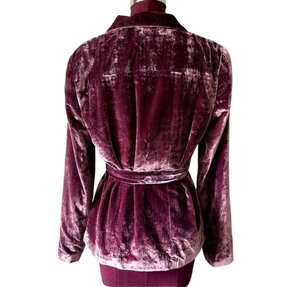 Free People Perfectly Illusion Velvet Jacket size 6 Embroidered Belted Floral Bu - Picture 4 of 15